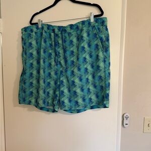 Men's Crane shorts Design Pockets Elastic Waist Mesh Lined XL in Blue & Green